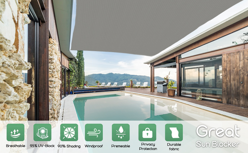 ABOSUN Outdoor Sun Shade Cloth, 8' x 20', Pergola, Deck