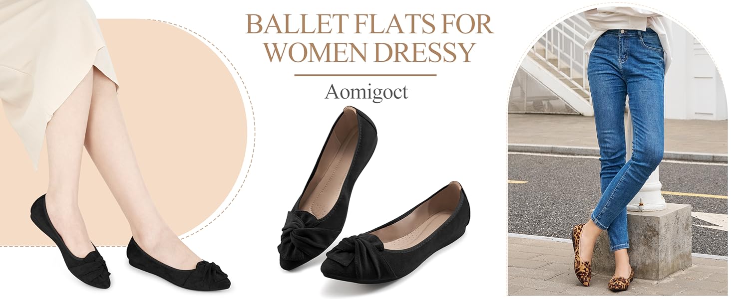 Aomigoct Ballet Flats for Women Dressy