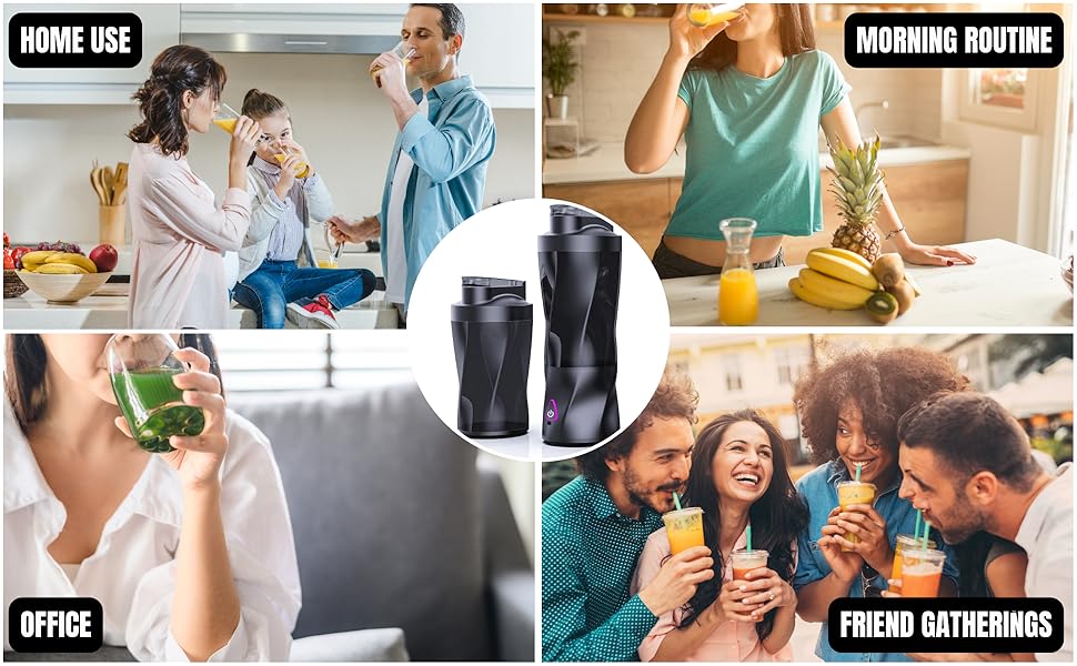 Portable Juicer Blender, USB Rechargeable Smoothie Maker with 6 Upgraded Blades and 6000mAh Battery