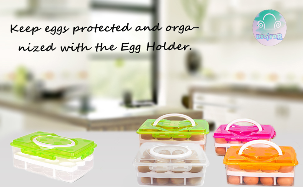2 Tiers Egg Container Deviled Egg Carrier Eggs Holder with Handle