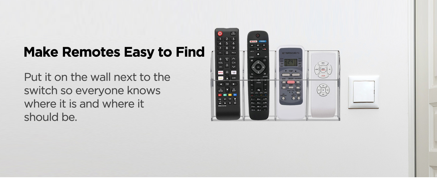 HBlife Acrylic Remote Holder Organizer, Clear TV Remote