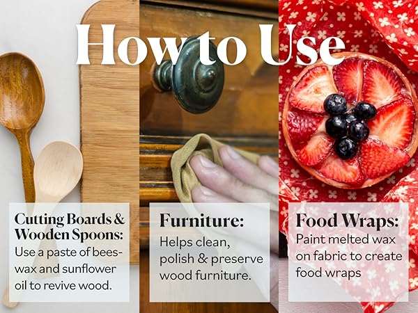 Sky Organics White Beeswax Pellets for Cutting Boards & Wooden Spoons, Furniture, Food Wraps