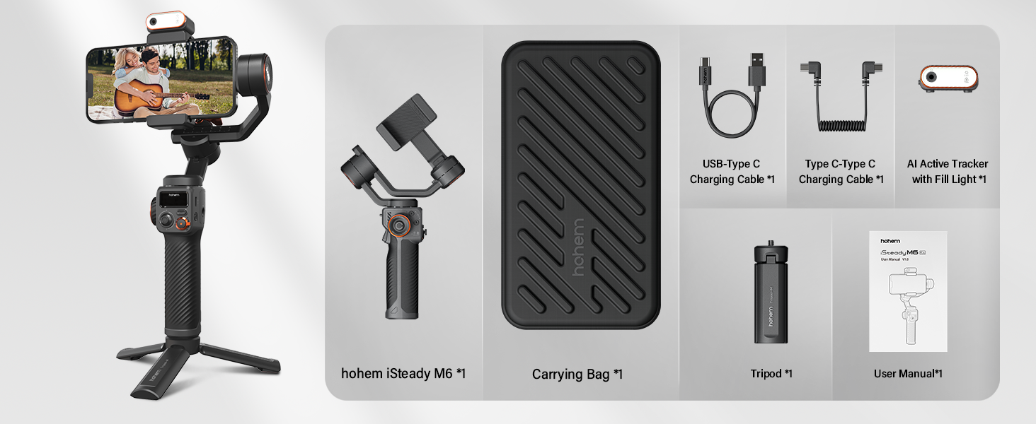 hohem iSteady M6 Kit Gimbal Stabilizer for Smartphone,3-Axis Gimbal w ...