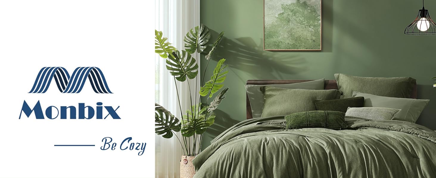 Monbix Queen Comforter Sets,Full Bedding Set 7 Piece, All Seasons Comforters,