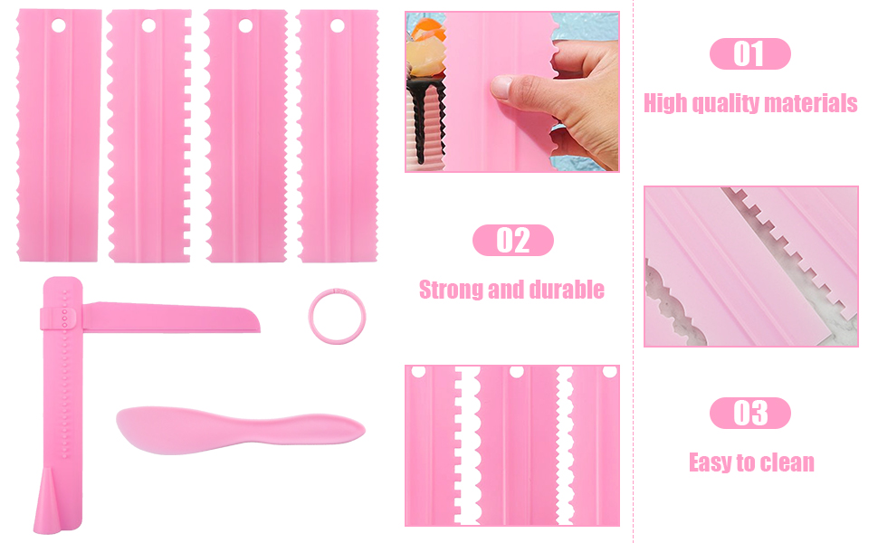 Cake Scraper Set,6PCS Cake Edge Scraper Cutters with Adjustable Cake