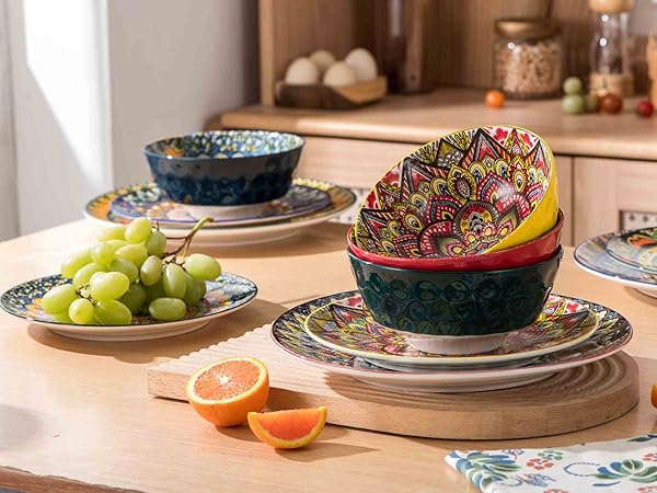 Henten Home Bohemia Ceramic Dessert Plates, 8.5 Inch