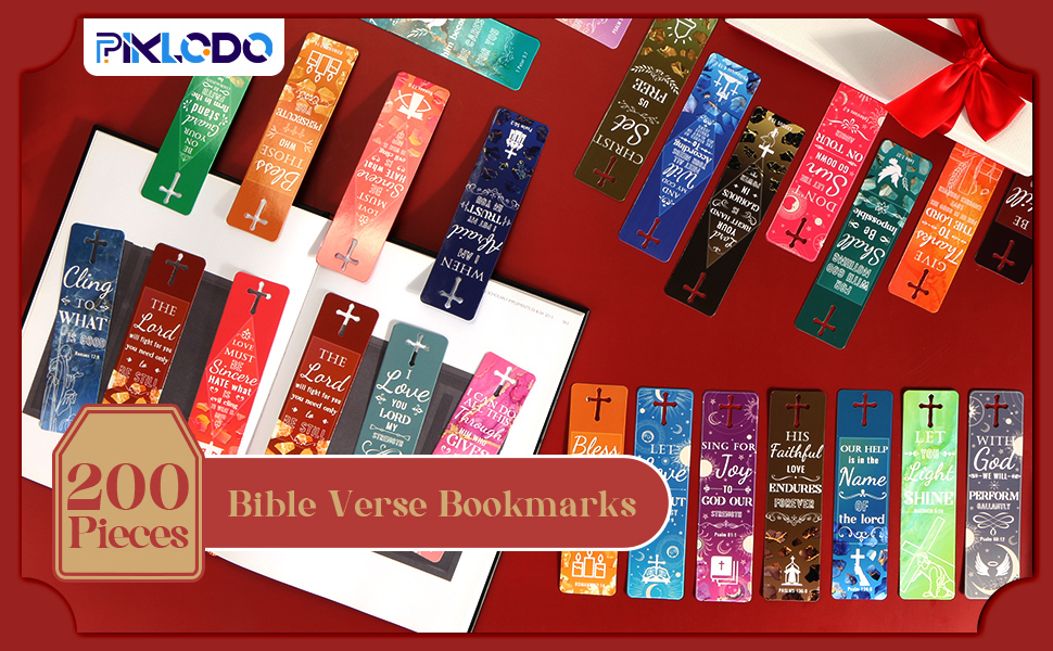 200 Pcs 40 Style Bible Verse Bookmarks with Hollow Cross