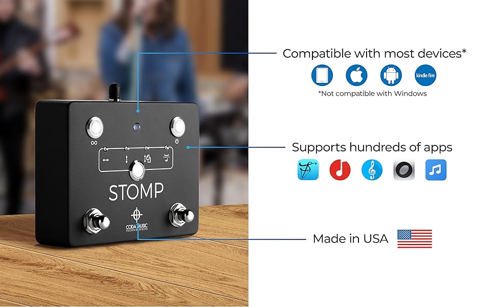 STOMP Bluetooth Page Turner Pedal for Tablets HandsFree