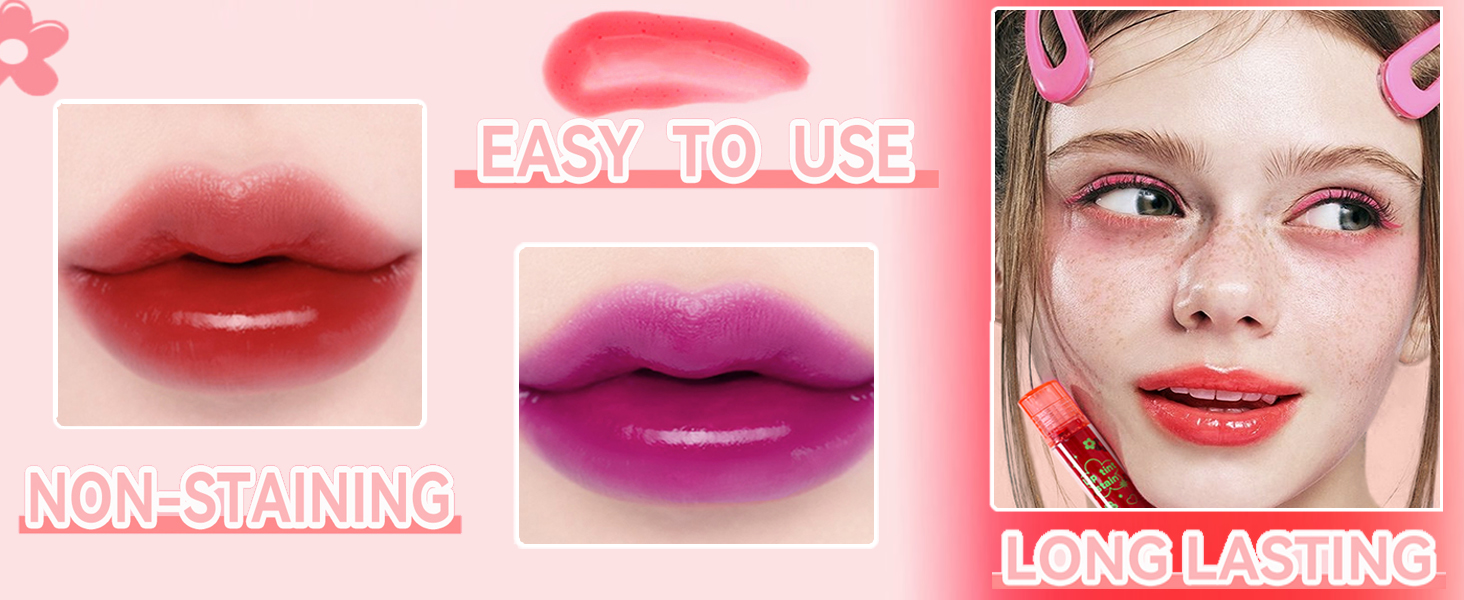  Long Lasting Gloss Lip Tint Stain Colors Fruit Juice Lip Tint Stain waterproof Glaze Cheek Tint