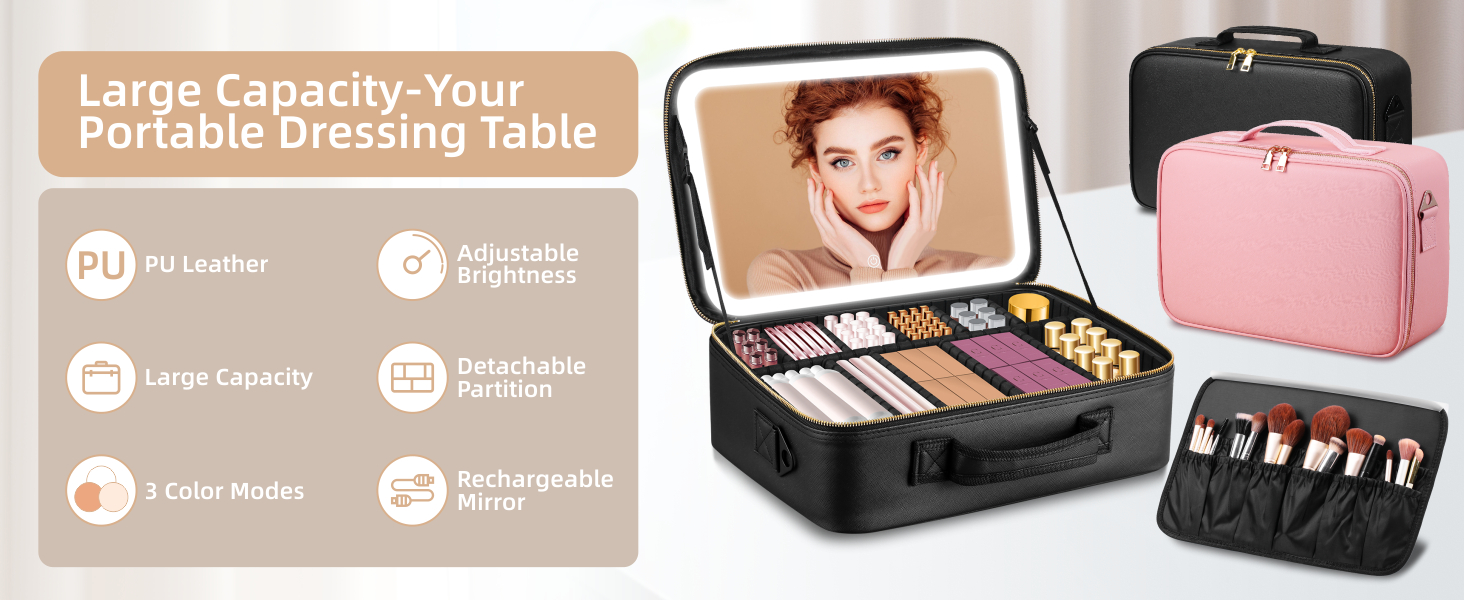 led makeup bag with led mirror