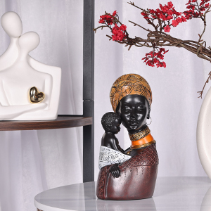 mother and son statue african