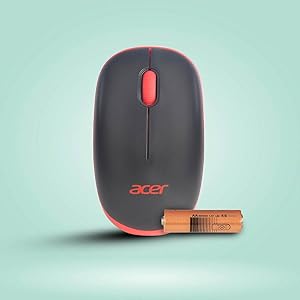 Acer Flow Wireless Mouse | 1600 DPI Optical Sensor | 2.4GHz Wireless with USB Nano Receiver | Ergonomic Lightweight Design | Smooth Tracking for Laptop, PC & Mac – Black/Red 68 7