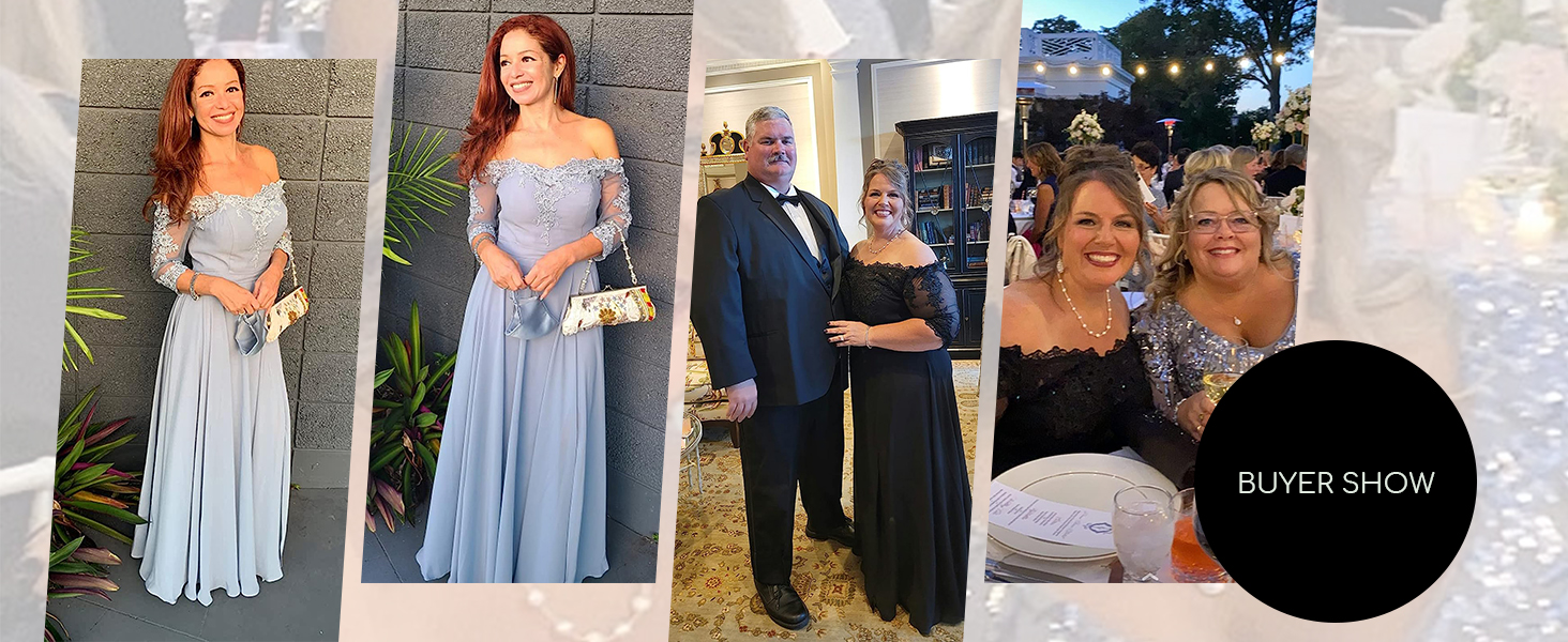 Elegante vestido de madre de la novia con apliques de encaje y mangas para invitada de boda