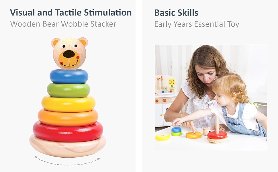 Amazon.com: TOOKYLAND Wooden Bear Wobble Stacker - 7pcs