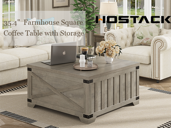 Amazon.com: HOSTACK Farmhouse Coffee Table with Storage