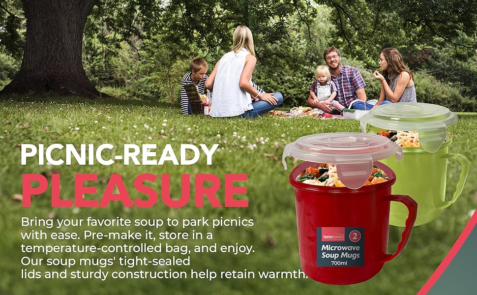 2pk Soup Containers with Lids Microwavable Soup Mug with Lid 700ml