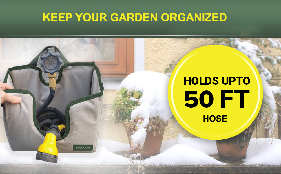 Expandable Garden Hose Holder by Hose Pocket Store Your
