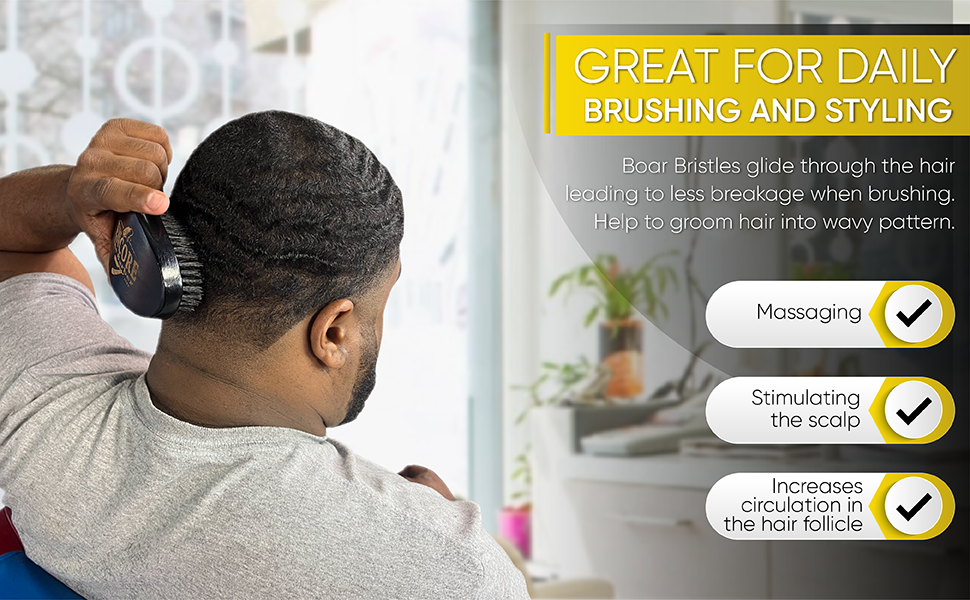 360 Wave Brush wave brush wavy hair men's hair styling brush scalp medium wave barber's hairbrush