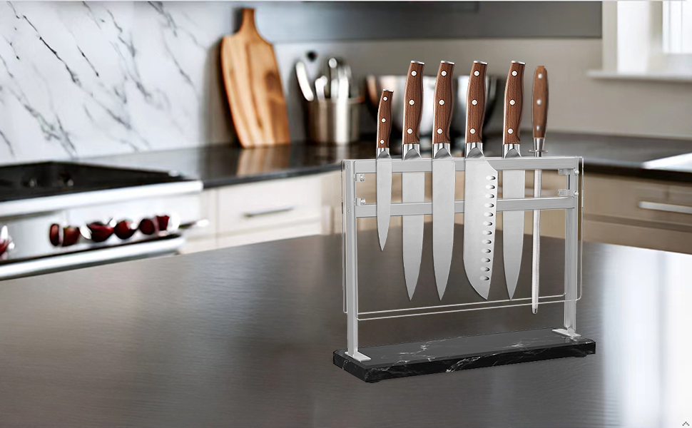 FDDP Knife Block Stand with Marble Base, Double