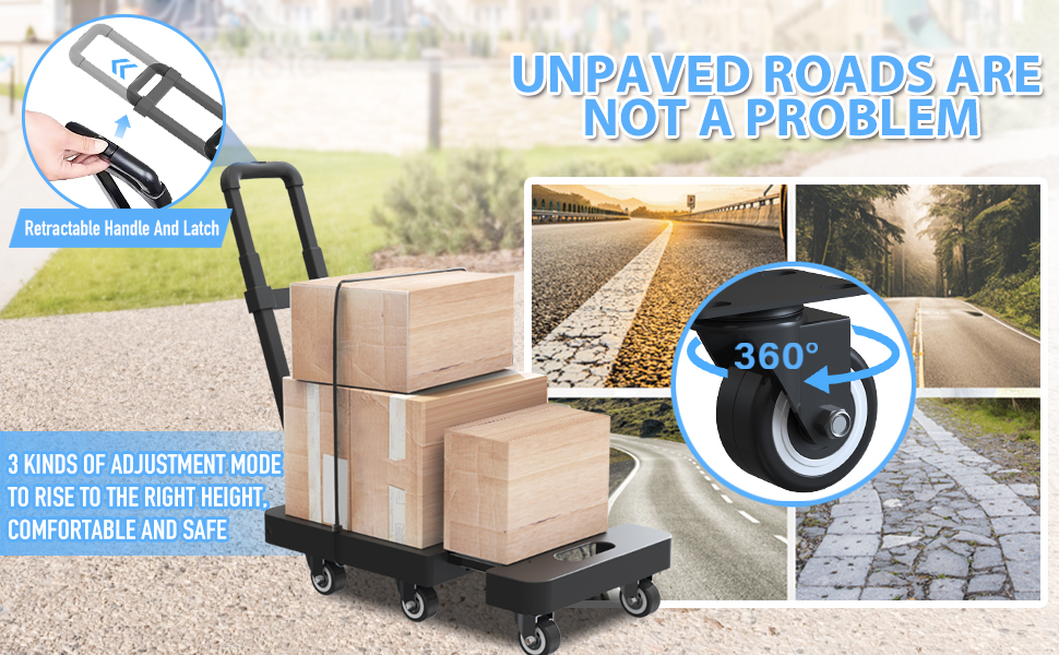 ACEPILOT Folding Hand Truck, Foldable Luggage Moving Cart, Collapsible