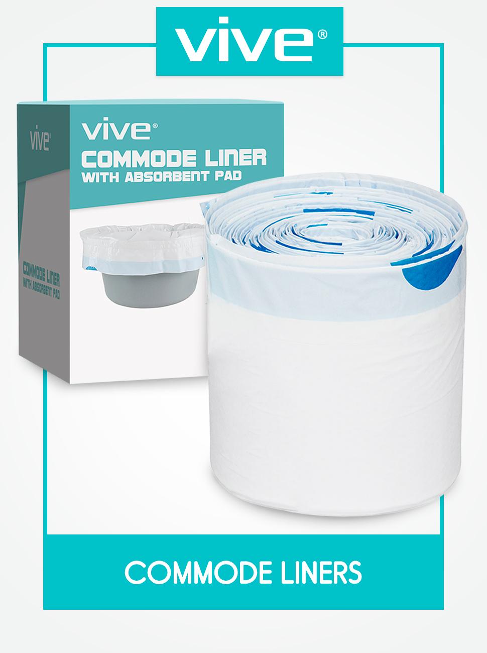 Vive Commode Liners with Absorbent Pad Disposable Replacement Bag