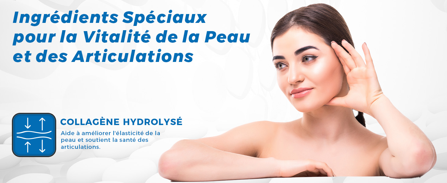 Complément de collagène avec collagène et acide hyaluronique, collagène hydrolysé