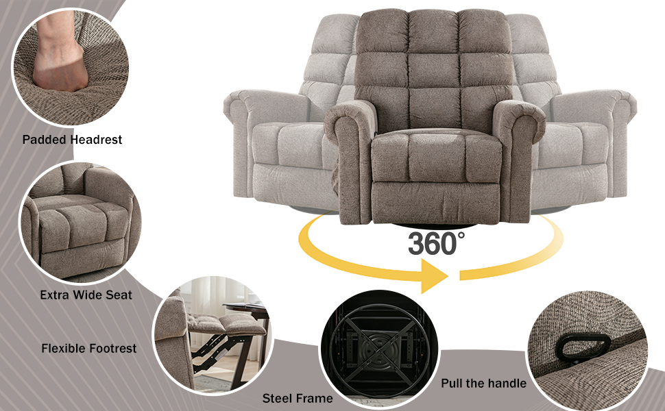 ANJ Oversized Rocker Recliner Chair with Massage and Heat