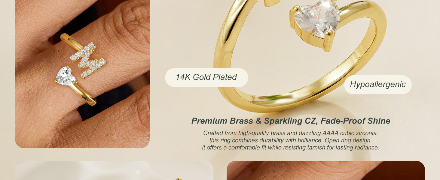 gold initial rings for women