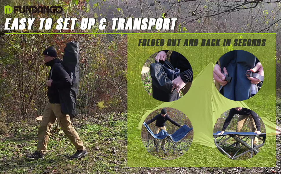 FUNDANGO Folding Camping Bed Extra Large Camp Cot for Adults Heavy Duty