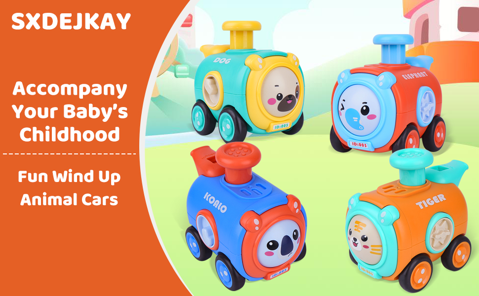 SXDEJKAY 4 PCS Animal Baby Car Toys, Press and Go Cars for Toddlers 13 Baby Toys 12