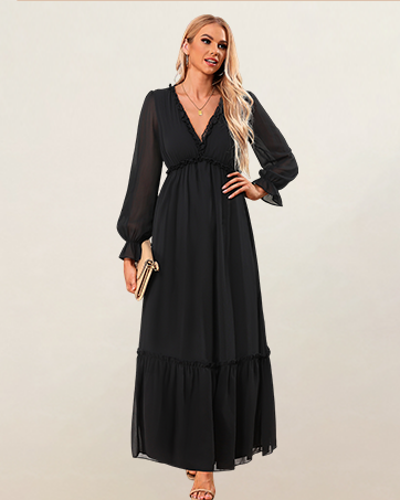【k♡】Tulip Chiffon Long Dress beige pe New arrival fren style floral print long maxi dress shiffon