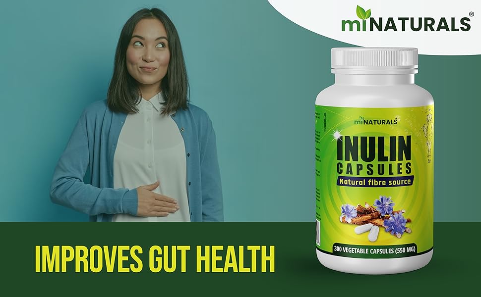 Pure Inulin Fiber Capsules (300 Veggie Caps) Made from Chicory Root