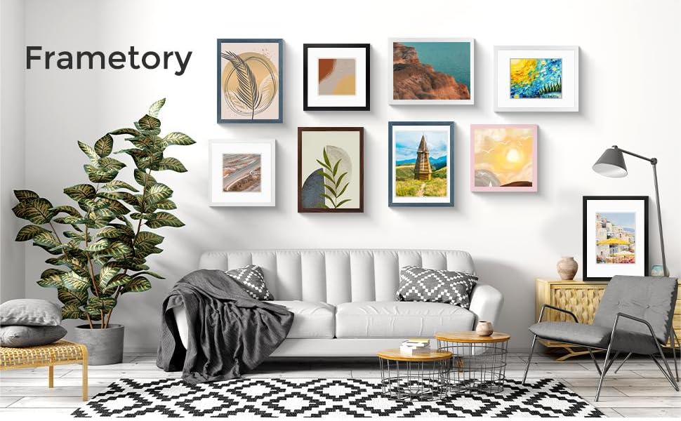 Frametory, 12x12 Picture Frame, Display Pictures 8x8 with