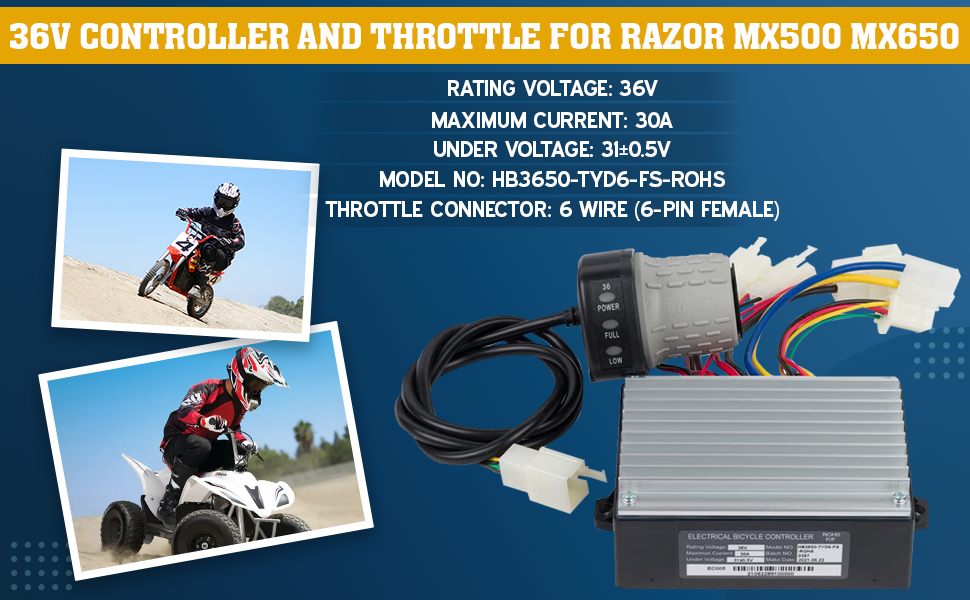 Amazon.com: 36V Controller and Throttle for Razor MX500