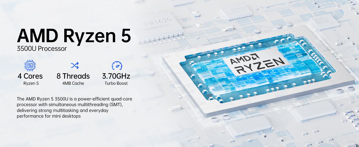 amd ryzen 5 3500u processor 4cores 8thread 3.7ghz 4mb cache delivering strong performance