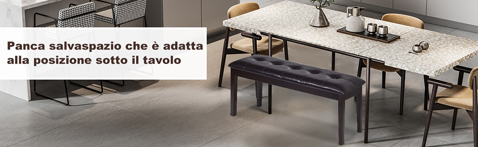 COSTWAY Panca Panchetta Per Pianoforte 2 Posti, In Legno E Similpelle, Stabile E Comodo, 117 X 40 X 50 Cm (Marrone) 15 2