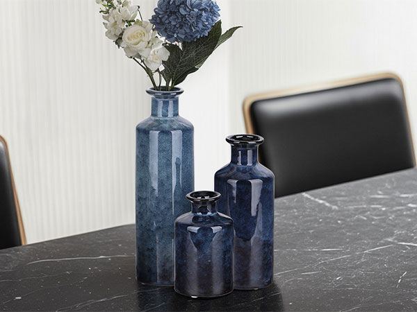 Amazon.com: Blue Ceramic Vase Set - 3 Blue Small Vases