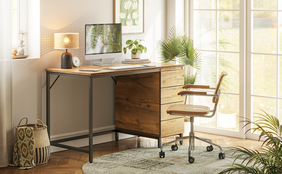 CubiCubi Computer Desk with 4 Drawers, 47 Inch Home Office