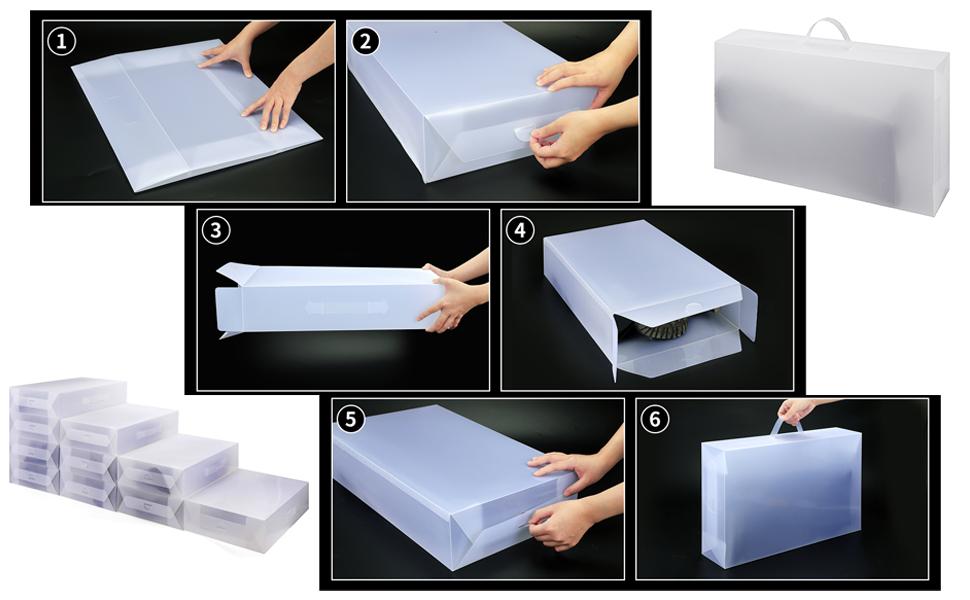 Vinsani Clear Plastic Boot Storage Organiser Boxes with Handle