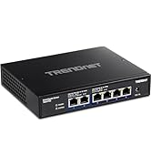 TRENDnet 6-Port 10G Switch, 4 x 2.5G RJ-45 BASE-T Ports, 2 x 10G RJ-45 Ports, 60Gbps Switching Ca...