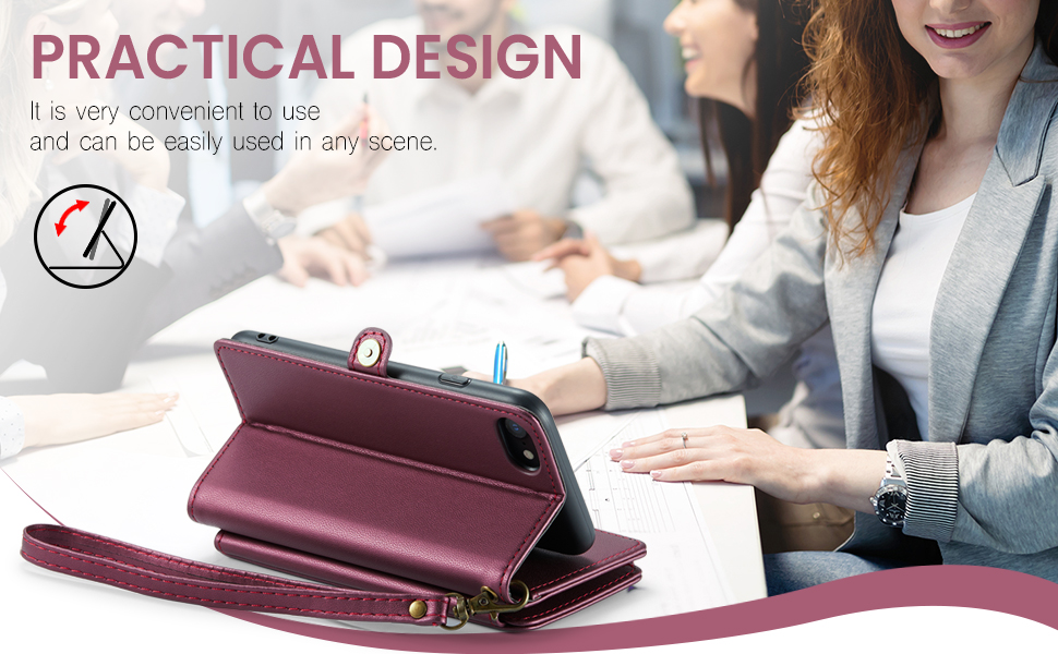 Strapurs Compatible with iPhone SE Case Wallet, for iPhone