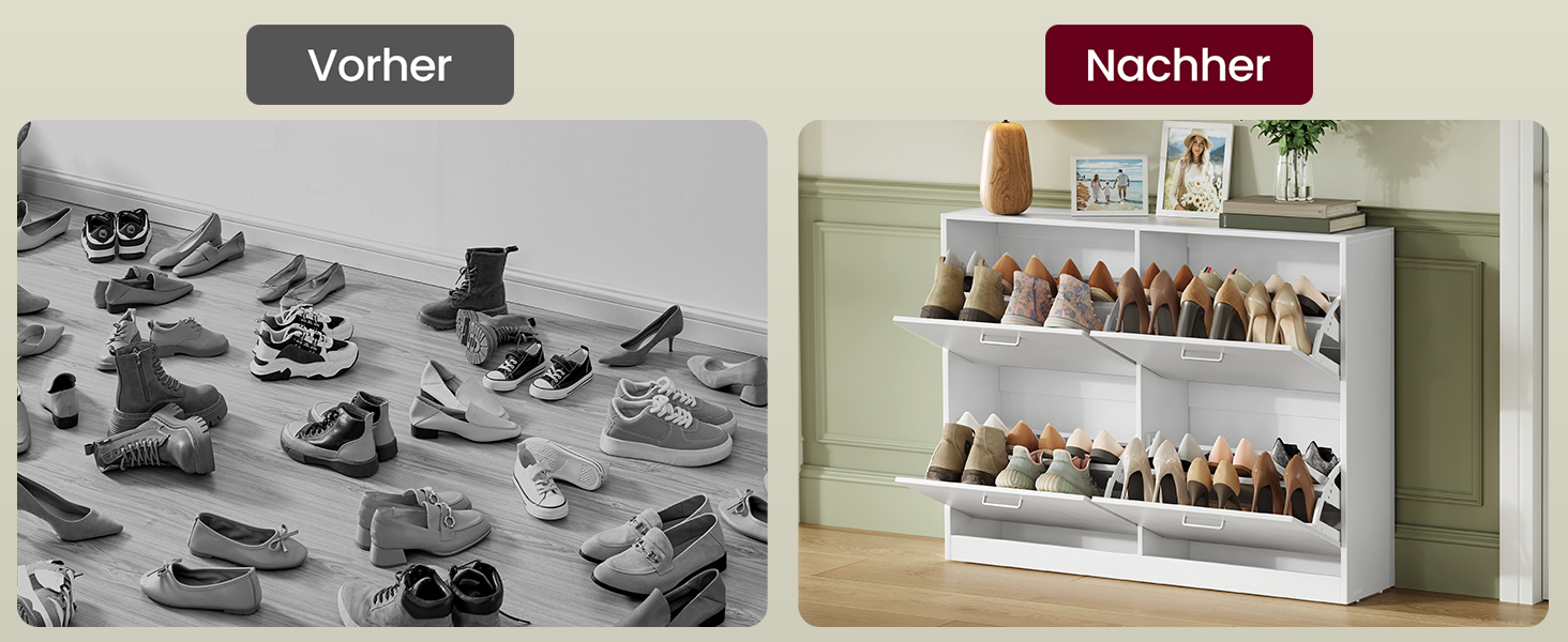 Ormar za cipele s 4 ladice, 24 x 105,5 x 82,7 cm, bijele boje | VASAGLE