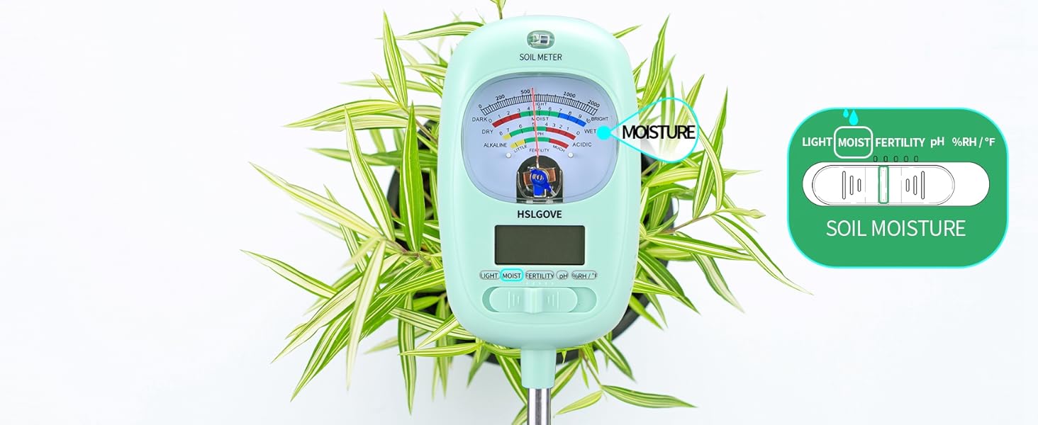 HSLGOVE Soil Test Kit, 7inOne Soil Moisture Meter/Soil PH
