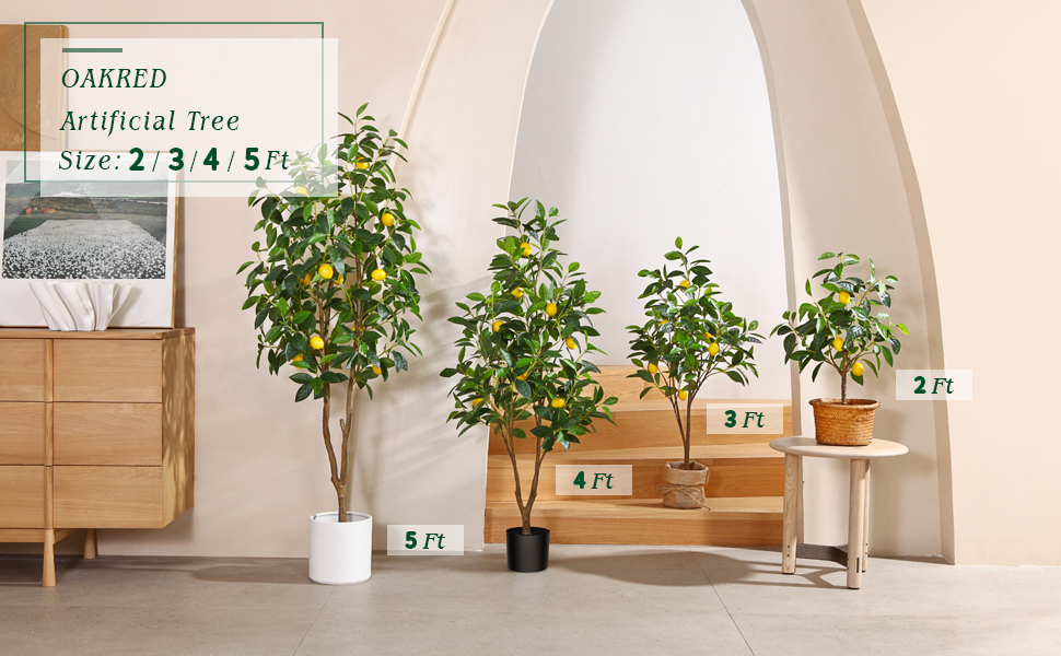 OAKRED Artificial Lemon Tree, 5FT Faux Tree, Artificial