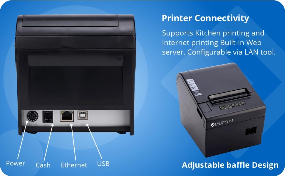 80mm Thermal Printer with Auto Cutter USB + LAN Interface