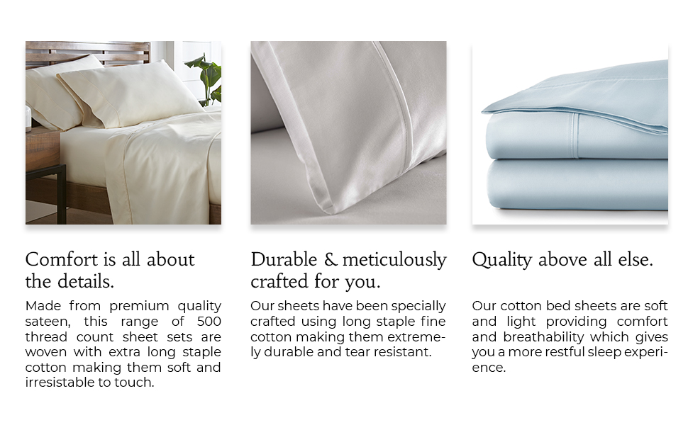 Westbrooke Linen Full Bed Sheets 500 Thread Count Sateen