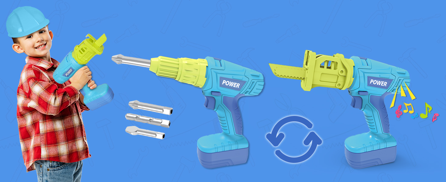 Kids Tool Set for Boys Toddler Tool Set with Toy Chainsaw, Electric Toy Drill