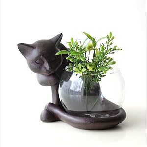 Amazon.co.jp: 花瓶 ガラス フラワーベース 猫 オブジェ 置物