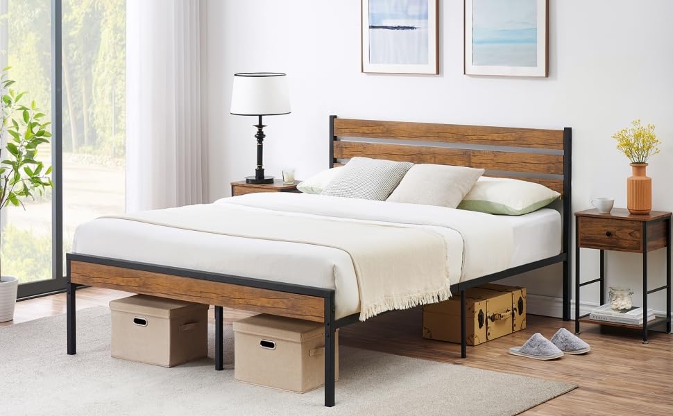 Amazon.com: GarveeHome Full Size Bed Frame with Wood