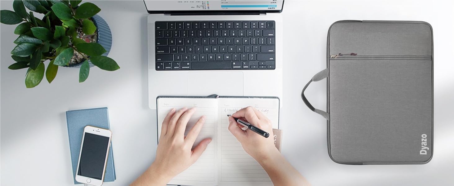 Dyazo 15.6 Inch Laptop Sleeve with Charger Pouch | Front Pocket with Handle Water Resistant Sleeve Case | Compatible for MacBook, HP, Dell, Acer, Asus, Microsoft, Samsung and Other Notebooks (Grey) 104 Laptop Sleeve